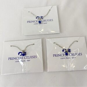 Lot Of 3 Princess Cruises Effy Blue Stone 18” Silver Tone Necklaces New